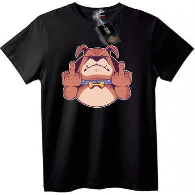 NOONEBRAND Тениска Булдог Среден Пръст - 2XL, Black