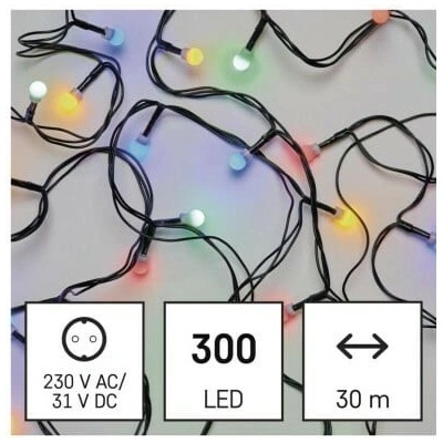 EMOS D5AM04 LED vánoční cherry řetěz kuličky 30 m venkovní i vnitřní multicolor časovač
