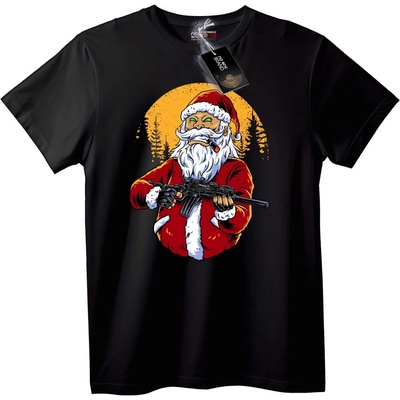 NOONEBRAND Тениска Дядо Коледа с оръжие - 2XL, Black
