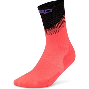 CEP Дамски чорапи за бягане CEP Women's Run Edt. Split Socks Mid Cut Running socks - Neon Coral / Black - размер IV (207-1858-0413)