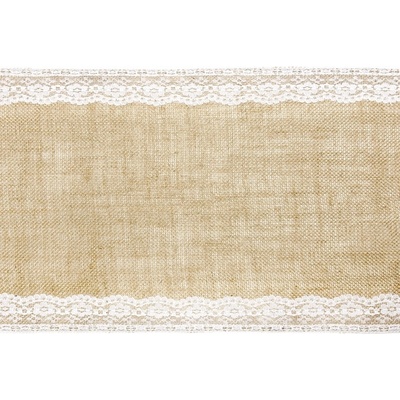 PartyDeco.pl Dekorační juta s krajkou, šířka 28 cm, návin 2,75 m