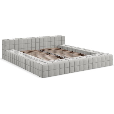 Makamii Светлосиво двойно тапицирано легло с включена подматрачна рамка 160x200 cm Akela - Makamii (AKELA_BF160_1_P1_C18)