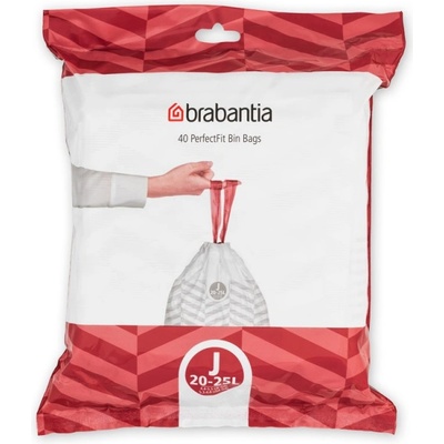 Торбички за кош Brabantia PerfectFit NewIcon/Bo 650543, Размер J, 20-25 л, 40 броя, Бял (650543)