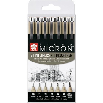 Sakura Pigma Micron Fineliner Технически химикалки Black 7 бр (POXSDK7B)