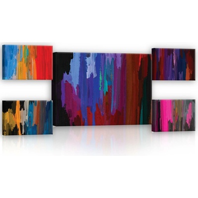Postershop Obraz na plátně: Tahy štětcem - set 1ks 70x50 cm a 4ks 32,4x22,8 cm