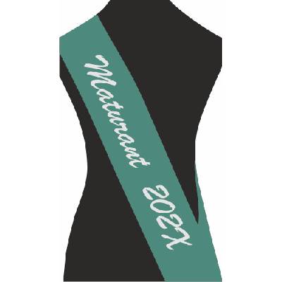 ON-DESIGN Šerpa MATURANT Barva: emerald, Barva potisku: stříbrná metalická, Fonty písma: Brush Script MT