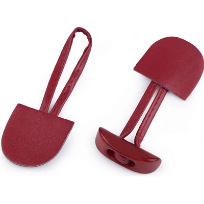Designové zapínání s knoflíkem, velké, 2 bordó sv.