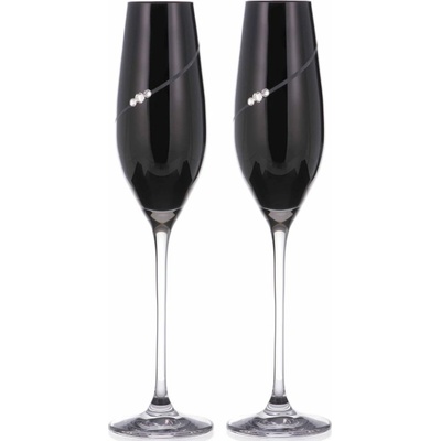 Swarovski Diamante sklenice na šampaňské Silhouette City Black s kamínky 2 x 210 ml