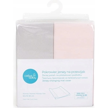 Ceba Baby Potah na podložku s rohy 2ks Light grey melange + Pink 50 x 70-80