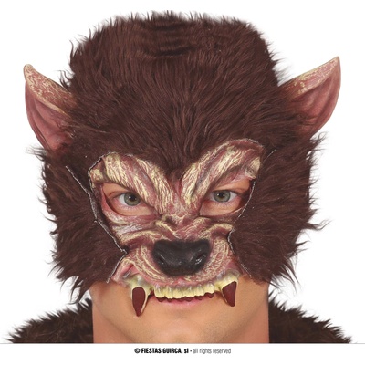 Fiestas Guirca Латексова полумаска - Върколак кафява