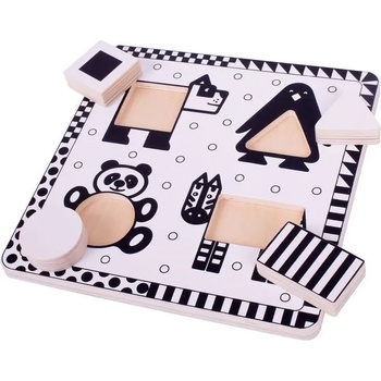 Image 1 of Bigjigs Toys Дървен пъзел Bigjigs - Черно-бели животни, Вид 2 (BJ514)