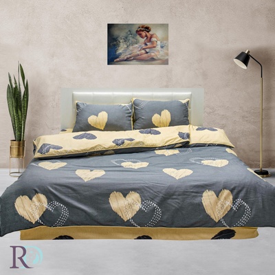 Roxyma Dream Луксозен единичен спален комплект Сърце памучен сатен