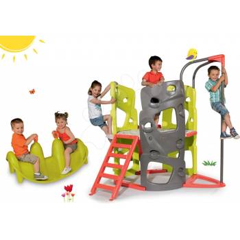 Smoby Set preliezačka Multi-Activity Tower na šplhanie so šmykľavkou+obojstranná hojdačka Tuleň SM840201-2