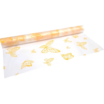 Floristická fólie průsvitná 50cm x 9,1m design motýlci 24 žlutá
