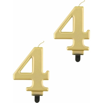 GoDan Narozeninová svíčka na dort 4 metalická zlatá 8 cm – Zboží Dáma