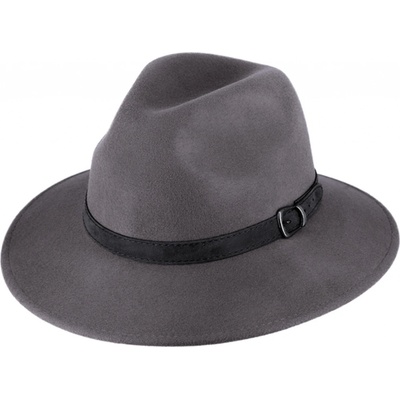 Fiebig Headwear since 1903 Cestovní nepromokavý nemačkavý klobouk vlněný Indiana Jones šedý