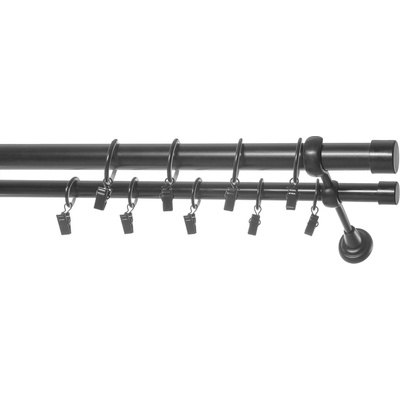 Rolmajster Kovová záclonová tyč Čierna Dvojitá 25 mm 200 cm