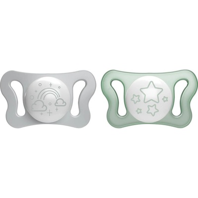 Chicco silikon dudlík Physio Micro noc 2 ks zelená