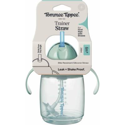 Tommee Tippee Trainer Straw tréningový hrnček so závažím Green 240 ml