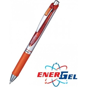 Image 1 of Pentel Автоматичен ролер Pentel Energel BL77, оранжев цвят на писане, дебелина на линията 0.7 mm, гел, сребрист, цената е за 1бр. (продава се в опаковка от 12бр. ) (OK26811)