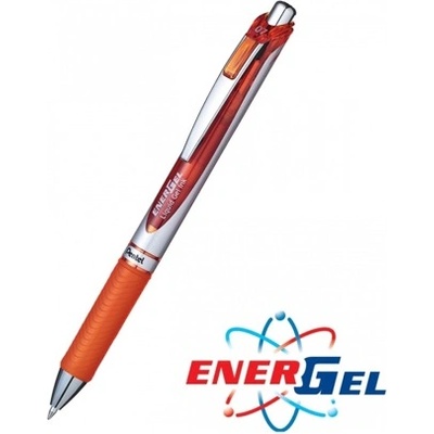 Pentel Автоматичен ролер Pentel Energel BL77, оранжев цвят на писане, дебелина на линията 0.7 mm, гел, сребрист, цената е за 1бр. (продава се в опаковка от 12бр. ) (OK26811)