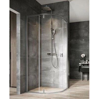 Ravak Nexty čtvrtkruhový sprchový kout NSKK3, 77-79,5x77-79,5x195 cm, satin, sklo transparent 3O644U00Z1