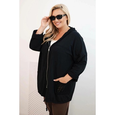 Fashionweek Dámská mikina Plus Size bavlněná oversize s dlouhým rukávem K3636 čierna