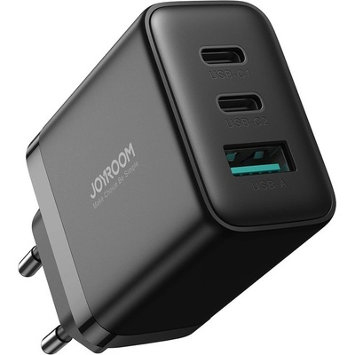 JOYROOM 2C1A Fast Wall Charger 32W - захранване за ел. мрежа с USB-A и 2xUSB-C изходи с технология за бързо зареждане (черен)