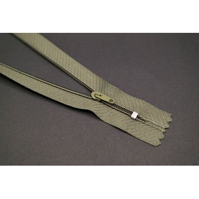 Nedeliteľný jemný plastový špirálový zips (veľkosť číslo 3) rôzne farby - dĺžka 12 cm - 60 cm 20 cm Olivovo šedá