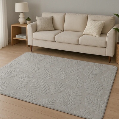 Takoy Koberec 140x180 vzor listí šedý-HT-00404 | 140 x 180 cm