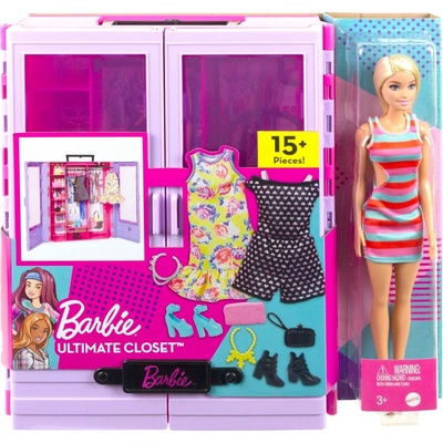 Mattel Barbie Šatníková skriňa s bábikou a príslušenstvom HJL66