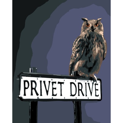 ZUTY Malování podle čísel SOVA NA CEDULI ZOBÍ ULICE HARRY POTTER Rozměr 40 x 50 cm Rámování vypnuté plátno na rám
