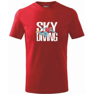 Skydiving nápis tričko detské Červená