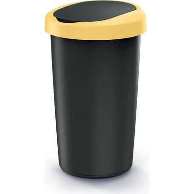 Prosperplast Odpadkový kôš COMPACTA R FLAP recyklovaný čierny so svetložltým vekom 50 l