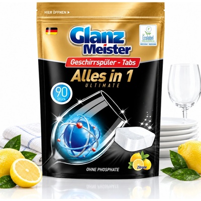 Glanz Meister tablety do myčky Ultimate All in 1 Lemon 90 ks