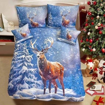 TiaHome 3D obliečky Polycotton Vianočné White Tree 140x200 70x90
