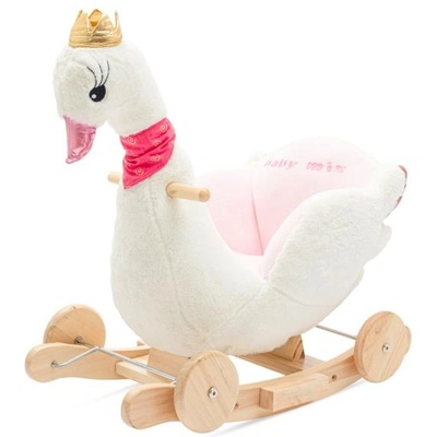 Baby Mix Люлка играчка с колела и мелодия Baby Mix Лебед бял