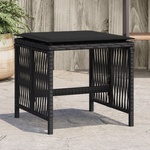 vidaXL Външни табуретки с възглавници 4 бр черни 41x41x36 см полиратан (365056)