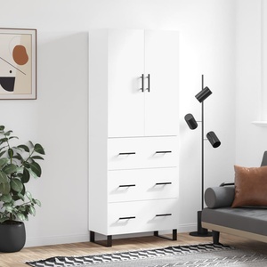 vidaXL Висок шкаф, бял, 69, 5x34x180 см, инженерно дърво (3195867)