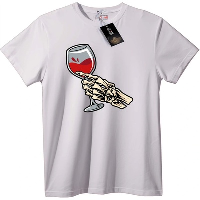 NOONEBRAND Тениска Скелетна ръка с чаша вино - XS, White