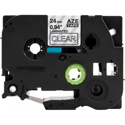 Съвместима лента с Brother TZ-S155 / TZe-S155, 24mm x 8m, екстра лепило бял печат / прозрачен субстрат (TZe-S155)