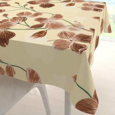 Biante bavlna čtvercový ubrus Sandra SA-536 Hnědé orchideje na vanilkově žlutém 100x100 cm