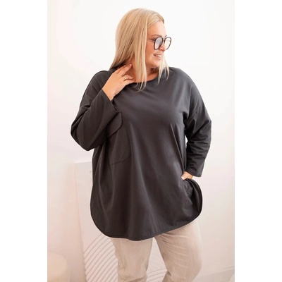 Kesi Dámska blúzka Plus Size s bavlnou vreckom a ohrňovacími rukávmi Hilda Hnedá