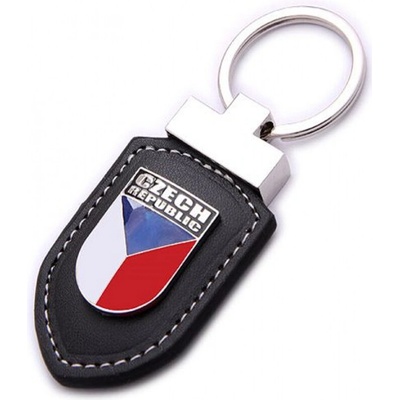 Prívesok na kľúče kožená s vlajkou Czech Republic (ČR) čierna