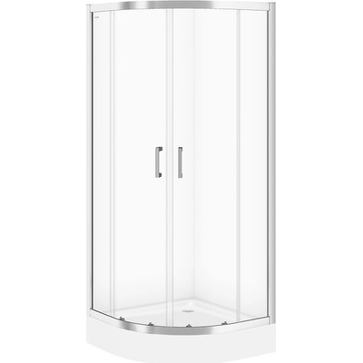 CERSANIT SET B161 čtvrtkruhový sprchový kou BASIC 80x185, transparent + vanička TAKO 80x16 S601-117