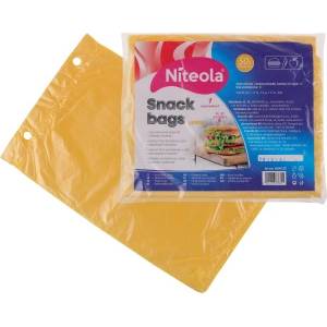 Niteola Торбички за закуски Niteola, HDPE, 20 × 30 см, дебелина 12 , жълти, 50 бр