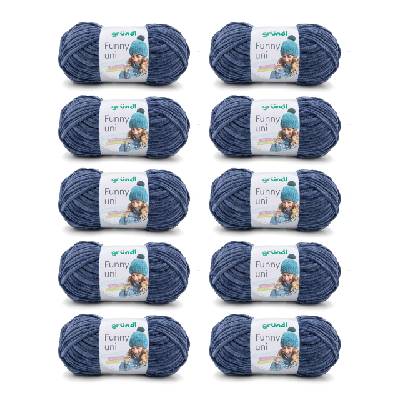 Wolle Funny uni - soft chenille wool for crocheting - cuddly and skin-friendly - 100% polyester - 10 balls 100 g / 120 m - needle size 5-6, navy - 3442-25