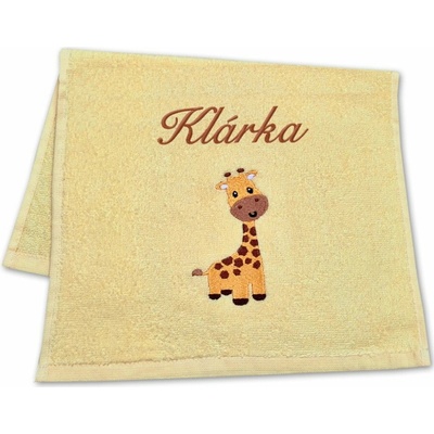 Povlečení Plus dětský ručník se jménem 30 x 50 cm LILI žirafa žlutá