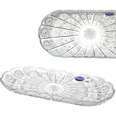 PB Crystal Broušené křišťálové sklo tác ovál 340mm Klasický brus 500 PK