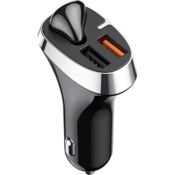 JOYROOM Car Charger 2 x USB with Bluetooth Earphone 30W - комплект зарядно за кола с Bluetooth слушалка и два USB изхода (черен)